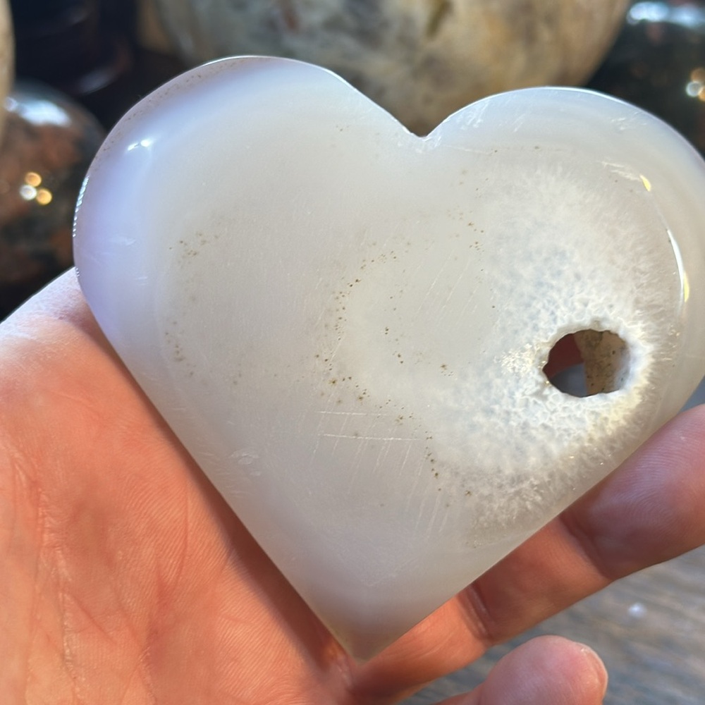 Agate Crystal Heart Carving With Druzy! - Picture 4 of 6
